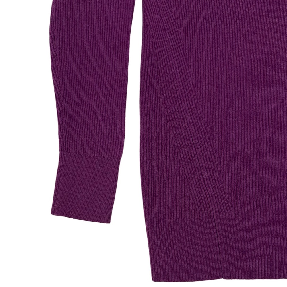Banana Republic Ribbed V-Neck Sweater Small Purple Plum Wool Blend Long Sleeve - Picture 7 of 9
